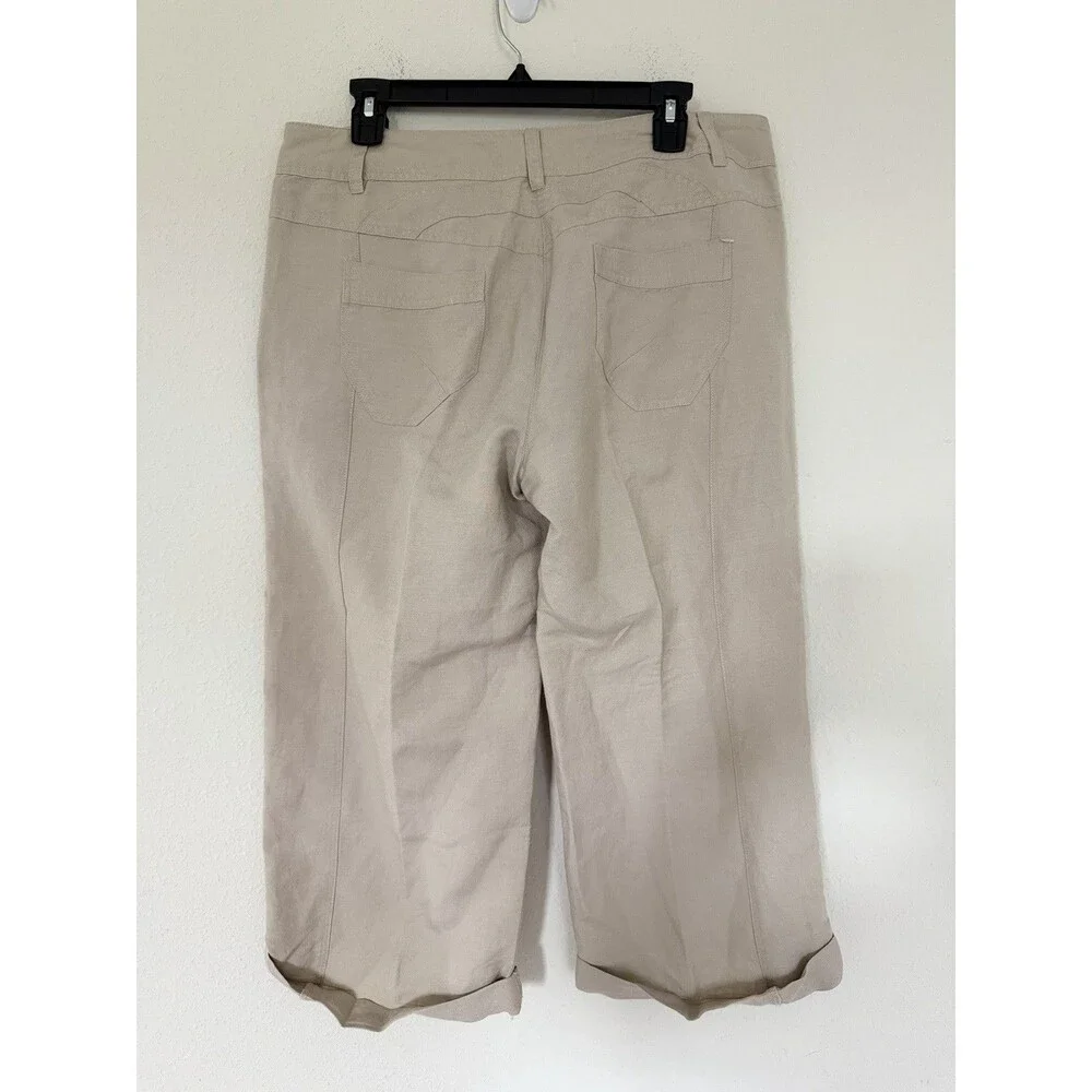 Sandro Paris Linen Utility Capri Pants Size 12 Cargo Drawstring Coastal Luxury